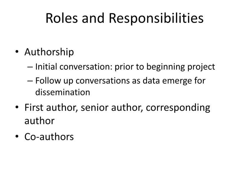 Roles, Authorship, and Other Critical Collaboration Discussions ASHA