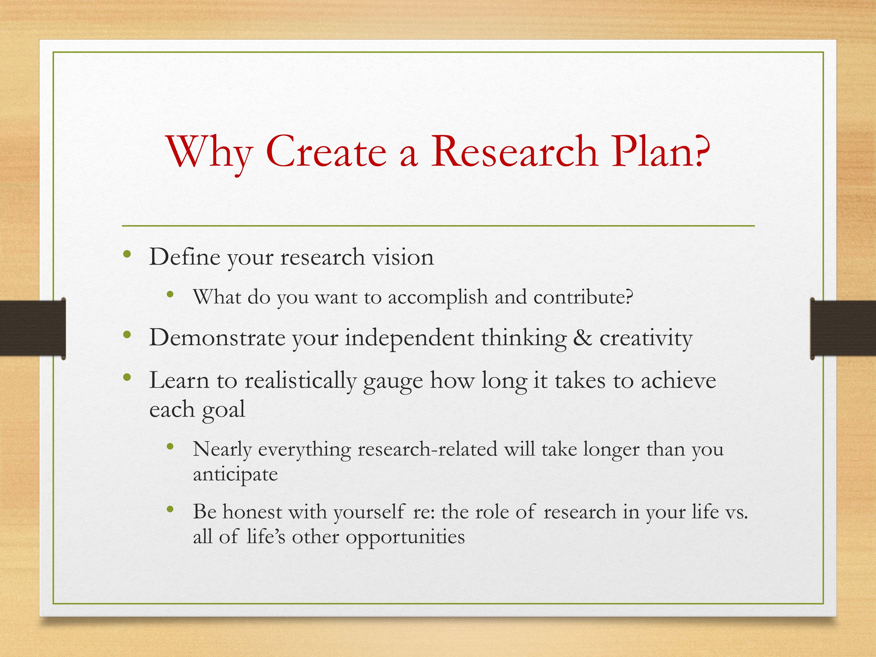 research plan of science