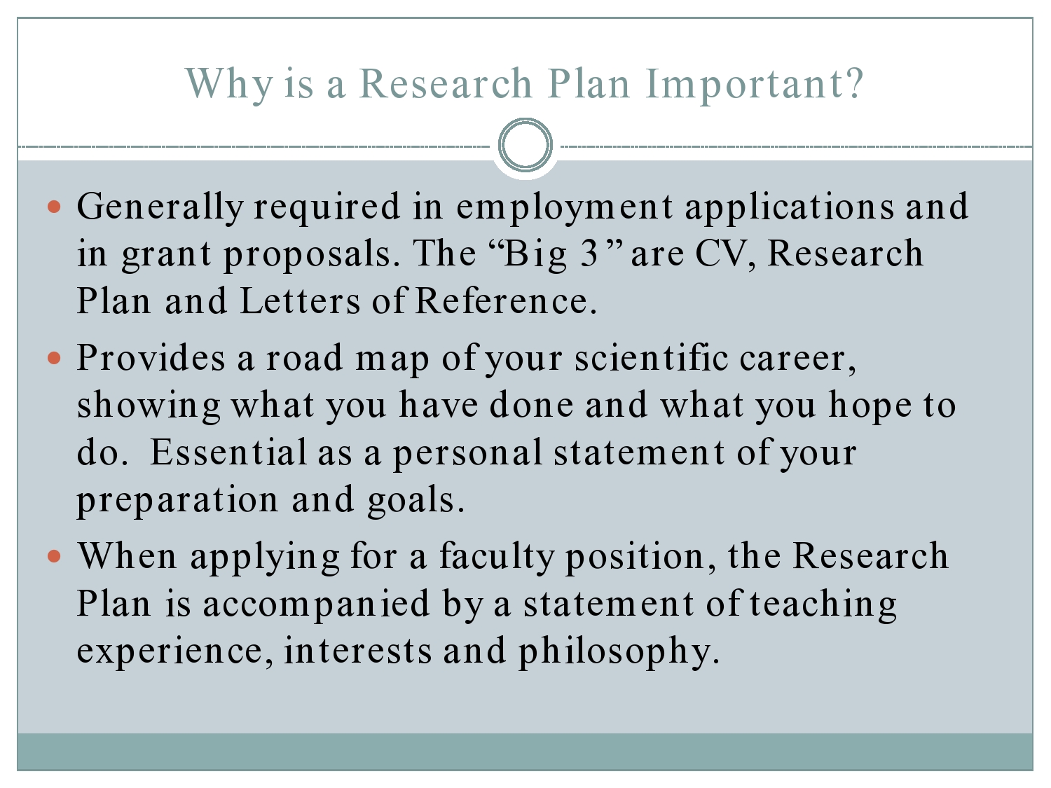research plan example for faculty position